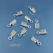 10 Solid Sterling Silver Cord End Crimp Cap Connectors fit 2mm Cord #33391