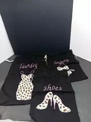 ❤️ Dust Bags Travel Set Laundry Shoes Lingerie Black Pink Embroidery Drawstring