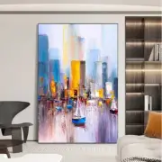 Mintura Handpainted City Landscape Oil Paintings On Canvas Modern Art Wall Decor