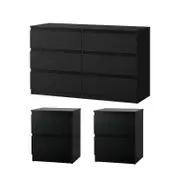 Oikiture 6 Chest of Drawers and 2 Bedside Tables Cabinet Set