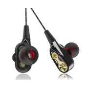 Mobile phone headphones four-core in-ear bass wired headphones - BLACK GOLD