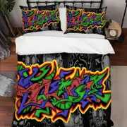 3D Graffiti Quilt Cover Set Bedding Set Pillowcases 38