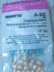 One Pack/25 Brass Compression Sleeves ( WATTS #A-2C) for 1/4" OD