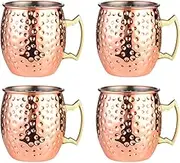 Moscow Mule Mugs, 18 Oz Hammered Copper Cups Set of 4, 100% Handcrafted Pure Solid Stainless Steel Mugs, Perfect for Cold Drinks, Beer, Wine, Bars, Parties