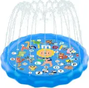 Kidcia Splash Pad, 68” Sprinkler for Kids & Toddlers Alphabet Wading Pool