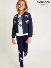 Monsoon Blue Embellished Sequin Bow Bomber Jacket (AN5708) | $81 - $90