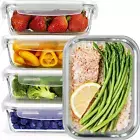 Glass Meal Prep Containers - [5 Pack] Glass Containers with Lids - Glass Storage