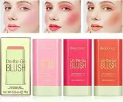 BeauFairy 3 in 1 Blush Stick, 2 PCS, Long Lasting Waterproof Lightweight Moisturing Face Blush, Easy to Use on The Go, Blends Effortlessly, Natural Matte Soft Cream Blushers for Cheeks Lips Eyes (B)