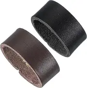 [uxcell] Leather Loop Keeper, 2 Pcs Leather Loops Belt Keeper Loops Retainer Straps Replacement for 1.1 Inch Wide Belts/Straps, Black/Coffee Color
