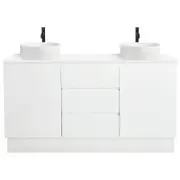 CIBO 1500mm White Nordic Full Height Bathroom Vanity With Fluted White Gloss Basins