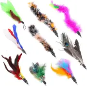 Lertenys 9 Pack Cat Feature Toy Feather Refill Cat Teaser Feather Toy Feather Spinner Attachment Feather Replacement Cat Catcher Toy