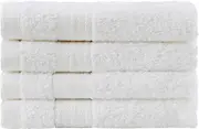 White 100% Cotton Hand Towels Set - 4 Pack 41x76cm 600GSM Softness and Absorbency Bathroom Towels