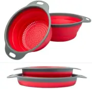Strainer Set 2 Collapsible Colanders Strainers Set By Comfify 1-8", & 1-9.5" NEW