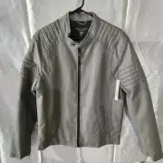 Marc Ecko Cut & Sew Jacket - Dark Silver - Imitation Leather - Size: S/C