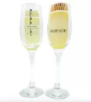Mimosa Orange Juice Champagne stems, Set of 2, flutes, 6.5oz