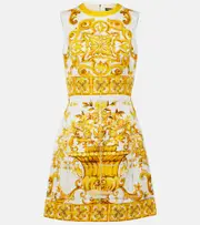 [Dolce & Gabbana] Dolce & Gabbana Majolica cotton-blend brocade minidress AU 6 yellow