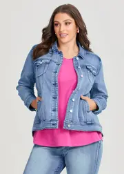 [Virtuelle] Taking Shape The Best Fit Denim Jacket Size 22 in Eden Blue Denim - Plus Size Women's Coats & Jackets Eden Blue Denim