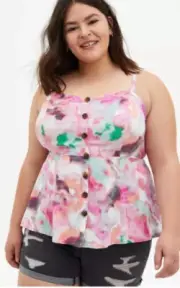 Torrid Color Splash Fit and Flare Button Front Tank Womens Size 10 Pink NWT