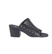 NEW SOL-SANA CARLA 2-3/4" BLOCK HEEL SLIP ON SLIDE SANDALS BLACK EU 39 / US 8