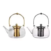 Glass Teapot Kung Fu Tea Clear 1000ml with Tea Strainer for Kitchen Hiking