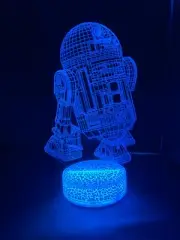 R2 - D2 3D Night Light Multi Color Changing Illusion Lamp For Kids Gift