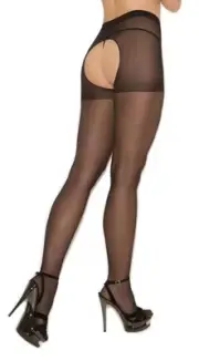 4 pk black crotchless sheer pantyhose One size plus size 1x 2x 3x