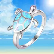 7 Blue Turtle Tortoise Glitter Silver Ring Women�s Jewellery