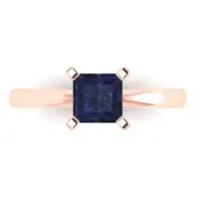 1ct Princess Cut Blue Sapphire Wedding Promise Engagement Ring 14k Rose Gold