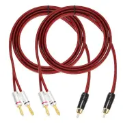 2 Pcs Gold Plated RCA Audio Cable, 1 RCA to 2 4mm Banana Plug, 4.9ft
