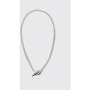 Mens Silver Chain Necklace With Round Pendant