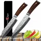 Santoku Chef Knife Set 67 Layers Damascus Steel VG10 Core Wood Handle Hammered L