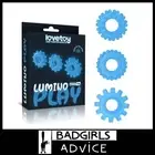 Lumino Play Penis Rings 3 Pack - Tpe Glow in the Dark Blue 38mm 40mm 43mm