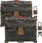 CRILSTYLEO 2pcs Vintage Style Pirate Treasure Chest Decorative Box Small Jewelry Storage Case for Parties Birthdays Home Decor Retro present Trinket Organizer