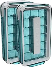Icebreaker Pop 2.0 Ice Cube Tray - Make and Serve Ice Without Touching The Ice - The Hygiene Ice Container for The Freezer - Silicone Container with Lid - 18 Ice Cubes (Pack of 2)