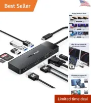 Premium Multiport USB C Docking Station - 10 in 1 - 4K HDMI - VGA - SD/TF - PD