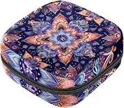 Period Bag,Sanitary Napkin Storage Bag,Colorful Ethnic Printed Flower,Tampon Bag for Purse
