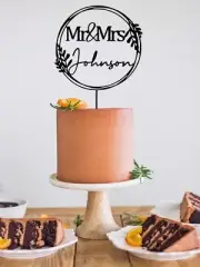 Wedding Cake Topper,Custom Script Cake Topper for Wedding /Mr &Mrs Cake Topper
