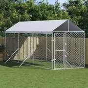 Extra Large Outdoor Dog Kennel, Dog Playpen Outside with Roof, Dog Fence with Lockable Latch for Yard Large, Medium Small Dogs, 200x600x250 cm