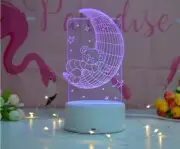 BEAR ON MOON 3D Night Light Optical Illusion Lamp USB/Battery Powered FREE SHIP