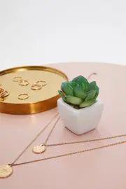 Green Artificial Mini Succulent In White Pot