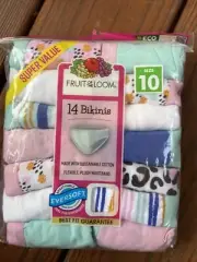 Girls Fruit Of The Loom Multicolor Bikini Bottoms Size 10 14 pair NEW!