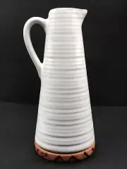 Waccamaw White Glaze Pitcher w/Terracotta Design Base~ Made in Portugal~ NEW