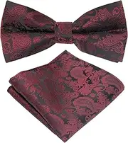 [Luckyvestir] Bow Tie for Men Pre-Tied Formal BowTie and Pocket Square Set Adjustable Men's Bow Ties Handkerchief for Tuxedo