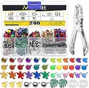 Mardatt 240 Sets 9 Styles Multicolor Mini Brads, Brads Paper Fasteners Split Pins Pastel Brads Metal Brads with Washers, Hole Punch Pliers for Scrapbooking DIY Crafts