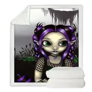 Gothling Cute Purple Goth Elf Girl in Eerie Swamp Throw Blanket