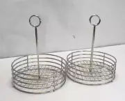 Get 4-81850 Stainless Steel Round Contemporary Condiment Caddy 7.5" Lot Of 2