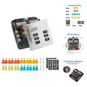 12 Volt Fuse Block, 6 Way Marine Fuse Block with Led Indicator Damp-Proof Cov...