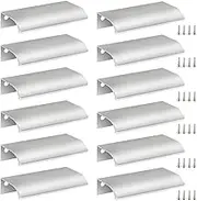 Back Mount Finger Edge Pull 80mm/3.15", Aluminum Hidden Handle Concealed Tab Pulls for Home Kitchen Living Room Door Drawer Cabinet (12Pcs, Silver)