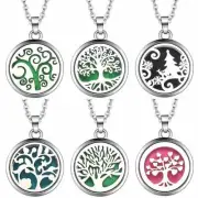 Stainless Steel Tree Of Life Aroma Box Necklace Magnetic Diffuser Locket Pendant