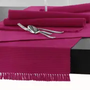 Hoydu Cotton Ribbed Table Runner 45cm x 200cm - FUSCHIA